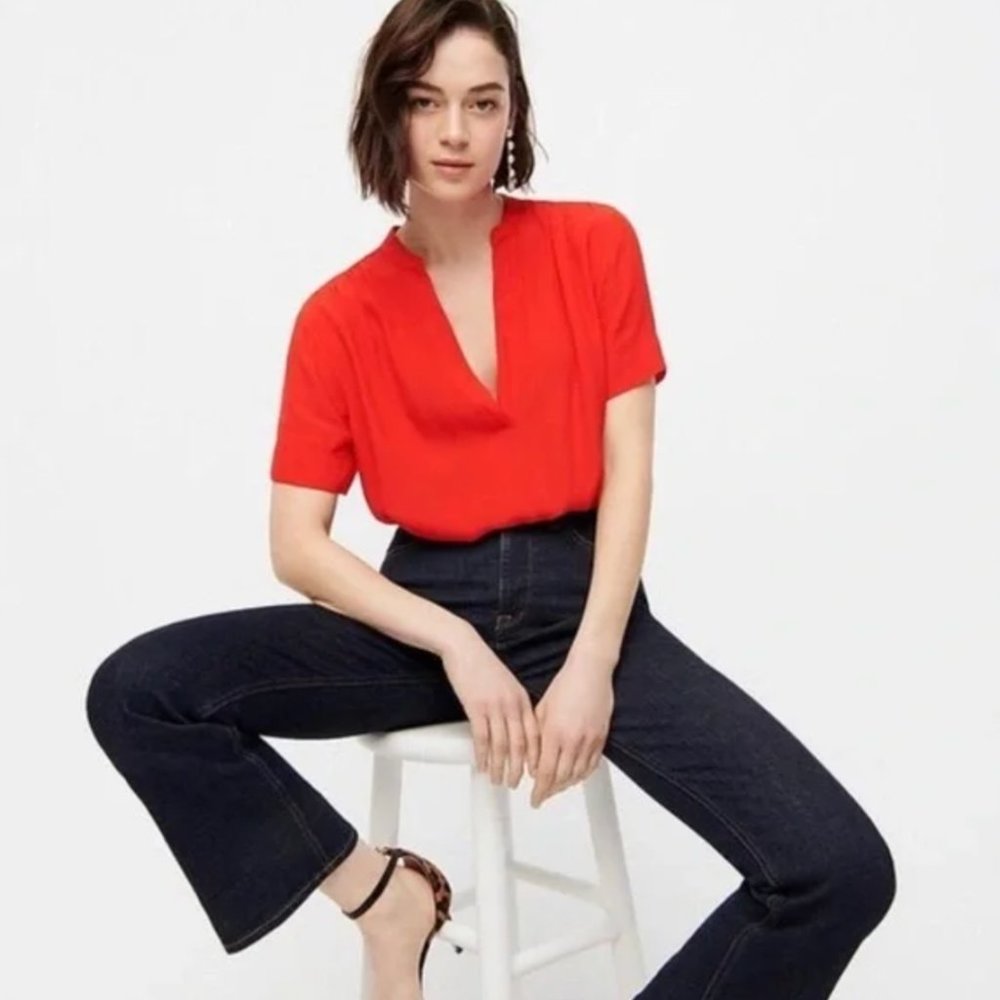 J.Crew Drapey band-collar popover blouse